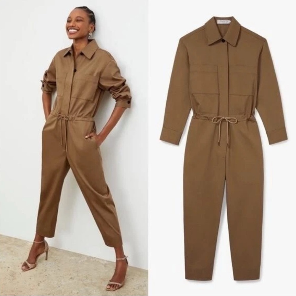 MM Lafleur Womens The Carr Jumpsuit Size M Eco Chino Sepia Cinch Waist
